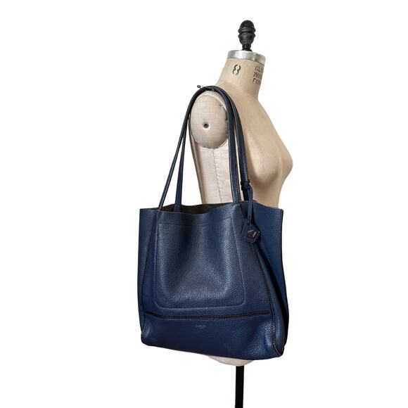 Botkier Soho Pebble Leather Tote Bag Women’s Size Medium Navy Blue Handbag - Picture 1 of 8